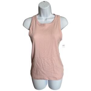 Gap soft light pink ribbed knit sleeveless tank top cotton blend Small NWT